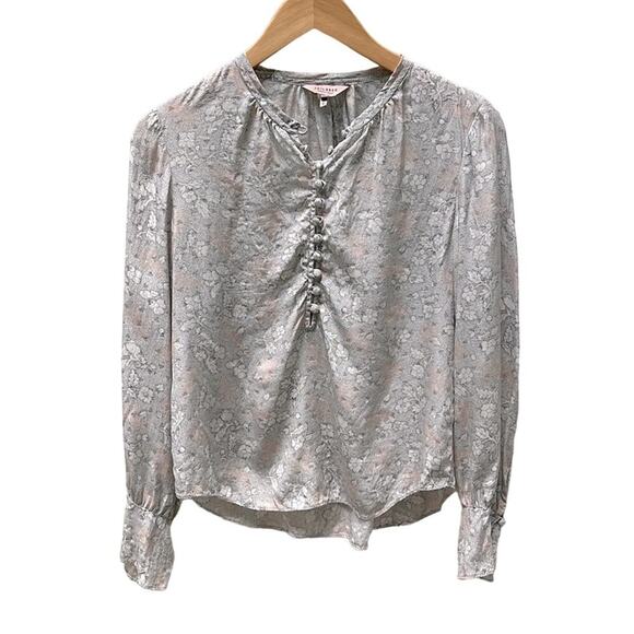 Tailored By Rebecca Taylor Silk Long Sleeve Floral Top Size 6 - Picture 1 of 6